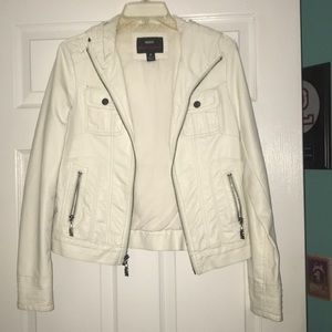 White leather jacket with hood